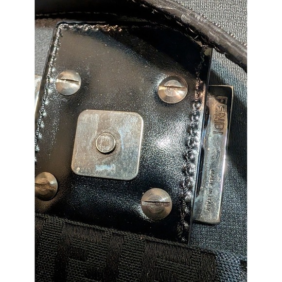 Vintage Fendi Zucca Baguette ShoulderCanvas Baguette Bag Black
